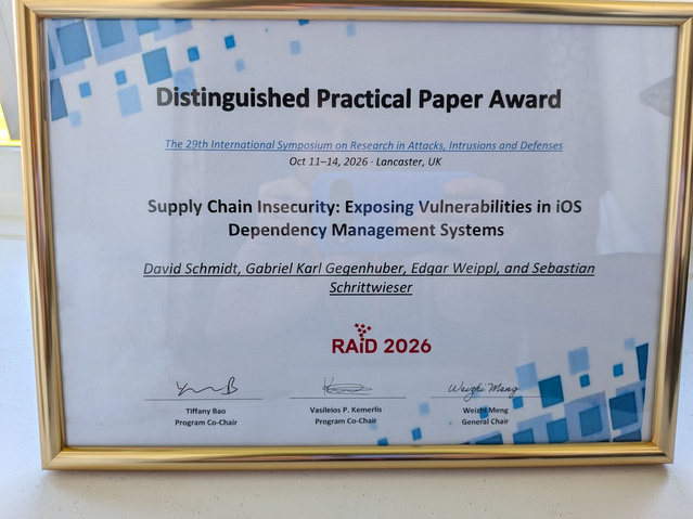 Distinguished Practical Paper Award at RAID 2026